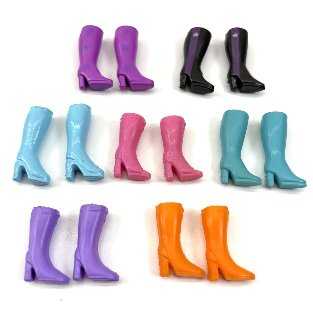 Polly Pocket Doll Accessory Lot; 7 Pair Boots Variety Multiple Colors VGC